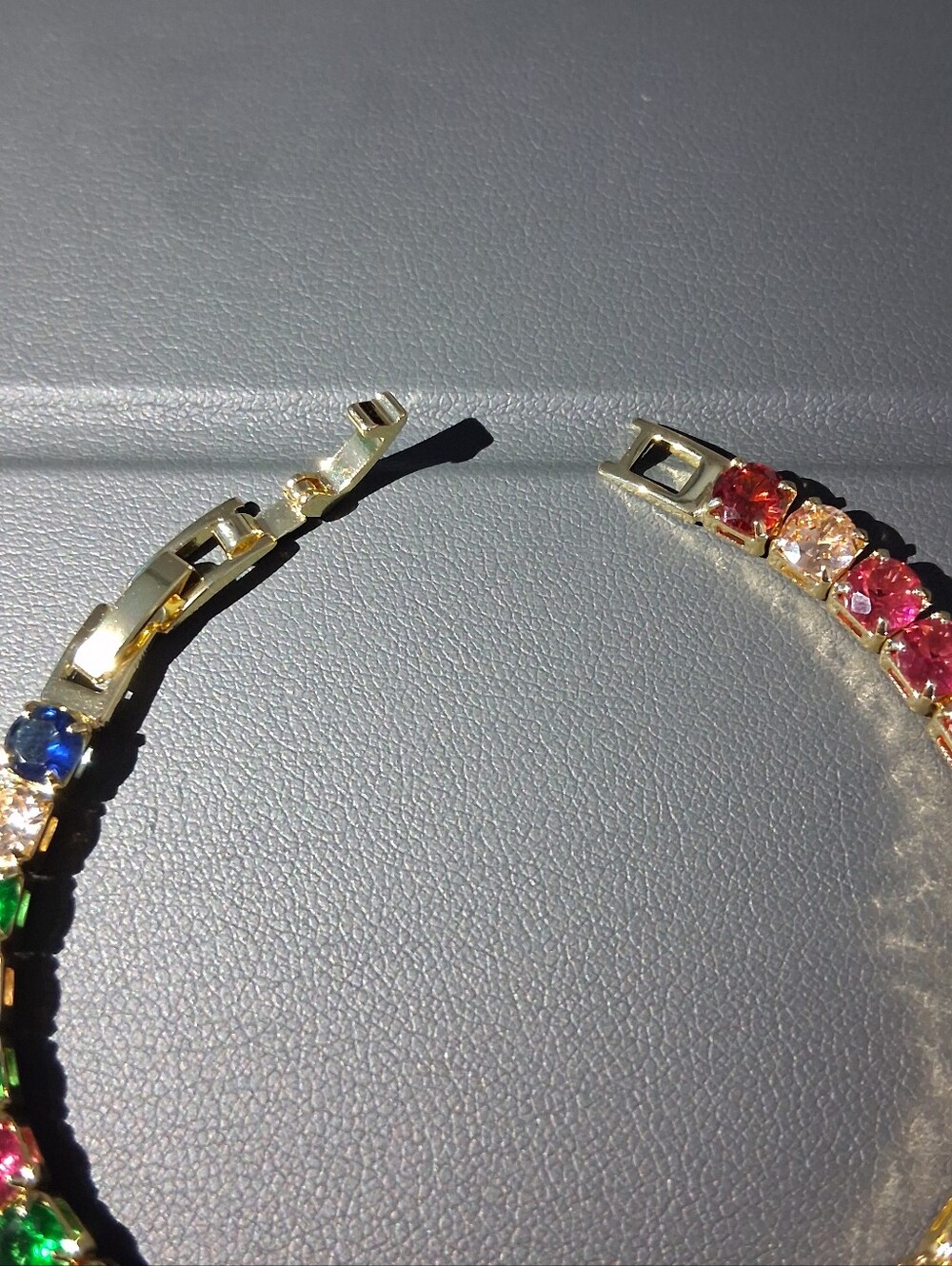 Gold-Plated Multicolor Tennis Bracelet - Picture 2 of 4